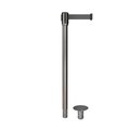 Montour Line Retractable Belt Removable Stanchion, 2ft Sat.Steel Post  7.5ft Dk Gry MX530R-SS-DGY-75